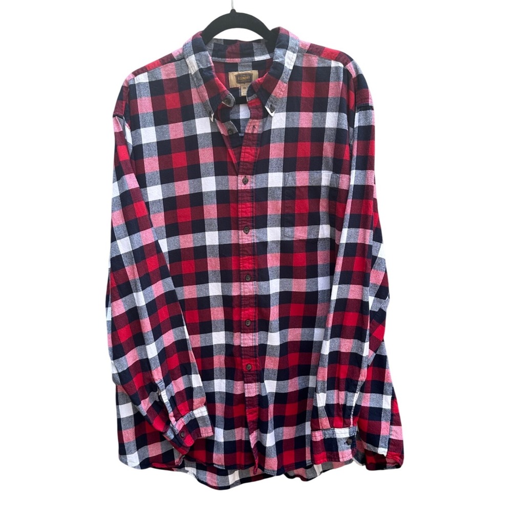 The Foundry Mens 2XLT Buffalo Plaid Flannel Button Down Shirt Tall